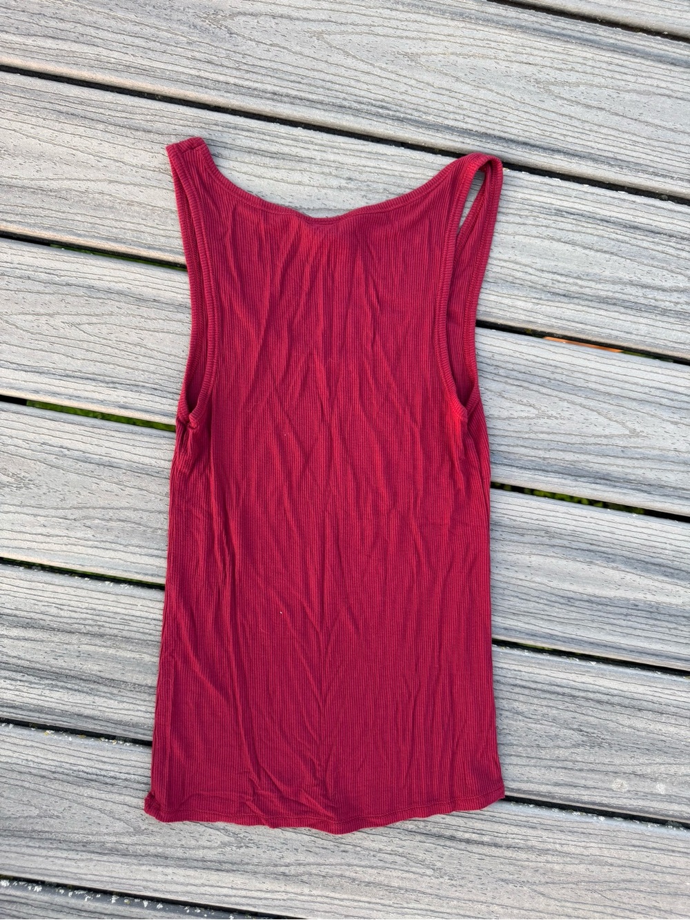 Women’s Ribbed Tank Top - Red - Picture 2 of 3